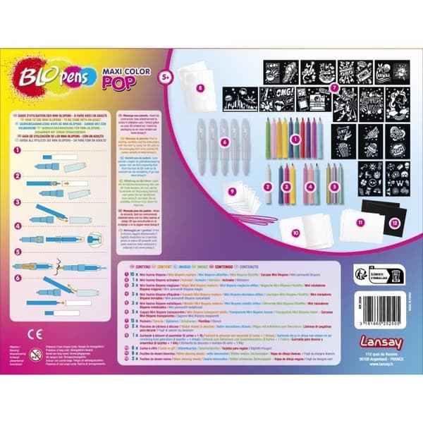 Blopens - Maxi Color Pop - Konstnärliga aktiviteter - Raderbara och metalliska - Från 5 år - Lansay