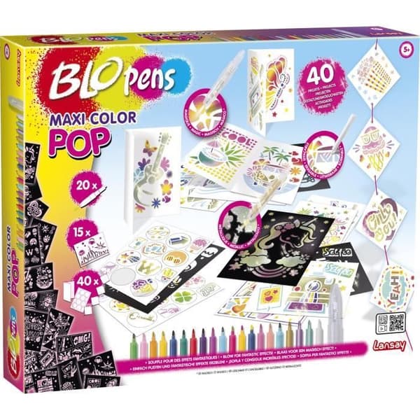 Blopens - Maxi Color Pop - Konstnärliga aktiviteter - Raderbara och metalliska - Från 5 år - Lansay