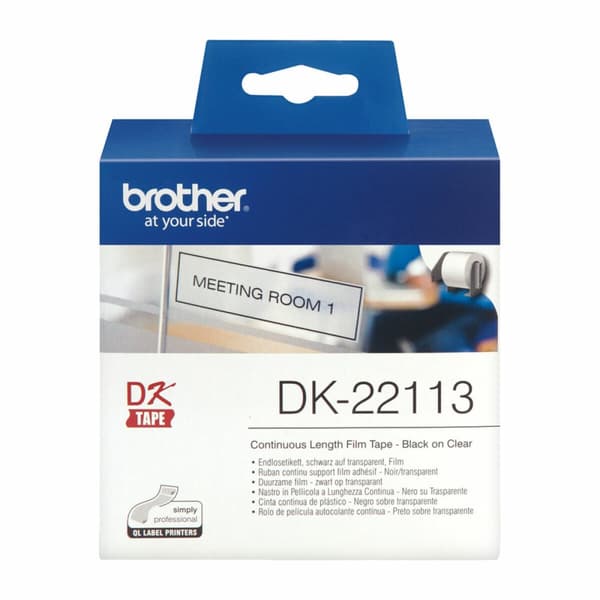 Jatkuva Lämpöpaperiteippi Brother DK22113 Läpinäkyvä