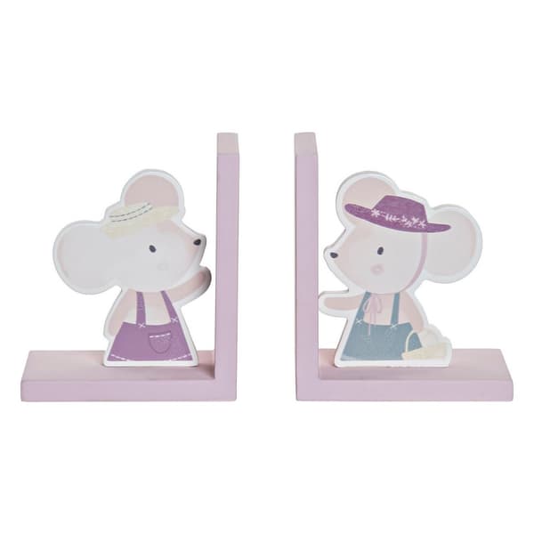 Držalo za knjige DKD Home Decor LD-173251 12,5 x 9,5 x 14,5 cm Mus Børns Træ MDF (2 enheder)