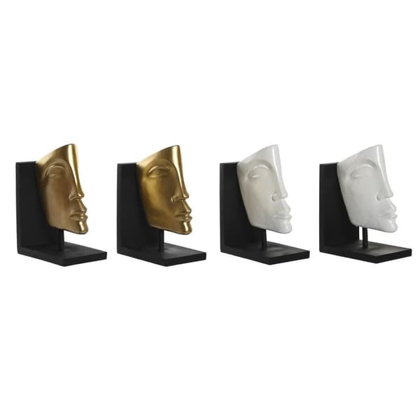 Držalo za knjige DKD Home Decor Hvid Gylden Harpiks Moderne Ansigt 30,5 x 10 x 22 cm (2 enheder)