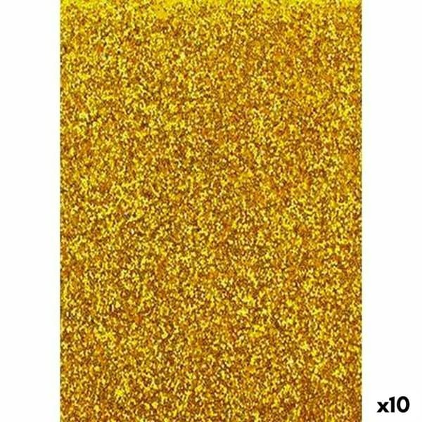 Papir Fama Glitter Gylden Eva Gummi 50 x 70 cm (10 enheder)