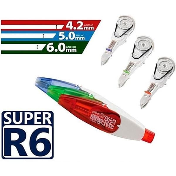 Rettetape Office Box SUPER R6 6 m 4,2 mm Udskifter Rød (24 enheder)