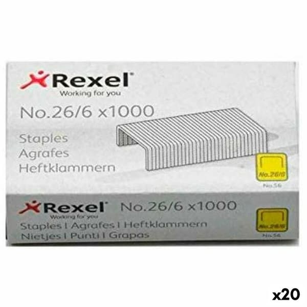 Hæfteklammer Rexel 1000 Dele 26/6 (20 enheder)
