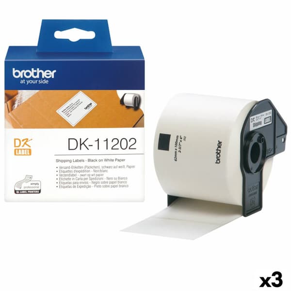 Printer labels Brother DK-11202 Sort/Hvid 62 x 100 mm (3 enheder)