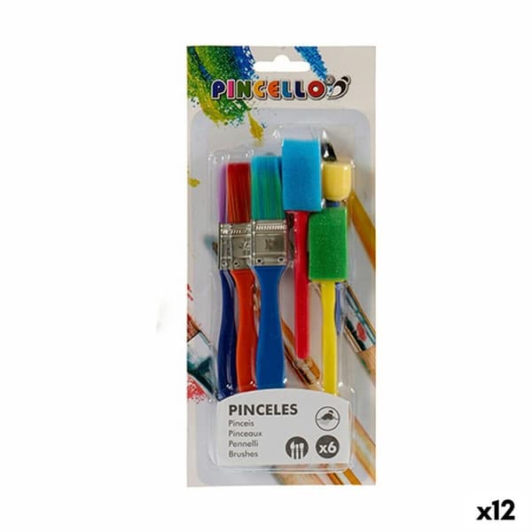Pensler Pincello 85078 Multifarvet Sæt Svamp (12 enheder)