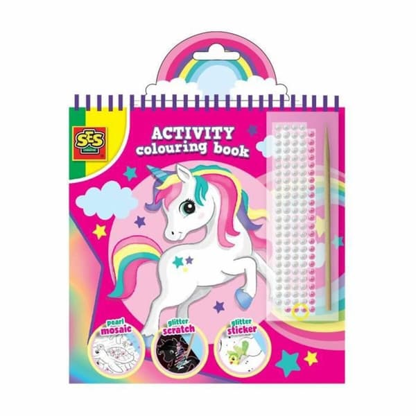 Bilder med farge i SES Creative Activity Colouring Book Sett med klistremerker Notatblokk 3-i-1