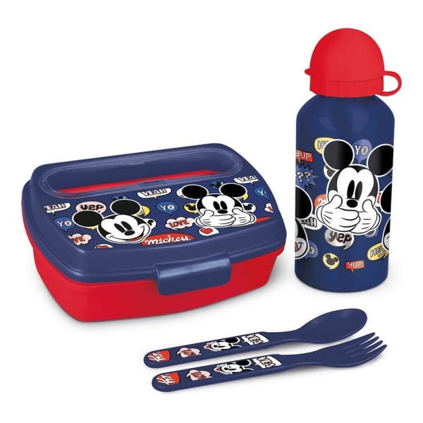 Vauvan ruokailusetti Mickey Mouse Happy smiles 21 x 18 x 7 cm Punainen Sininen