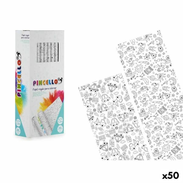 Lahjapaperi Pincello 80GR - COLOREAR 0,7 x 1,5 m Ajoneuvoja Muukalainen (50 osaa)