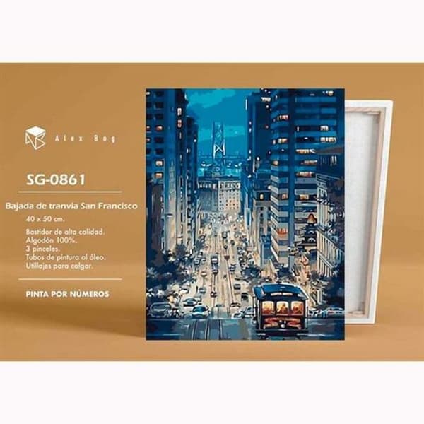Maalaus numeroiden mukaan -sarja Alex Bog Bajada Tranvía San Francisco 40 x 50 cm Numerot