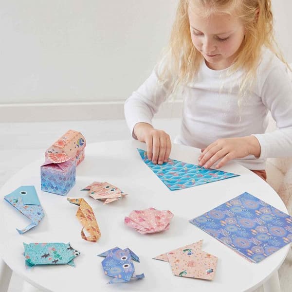 Origamis - Havstema - 20 Origamis att göra - Magic Ocean - Barns kreativa fritidspaket - Från 7 år