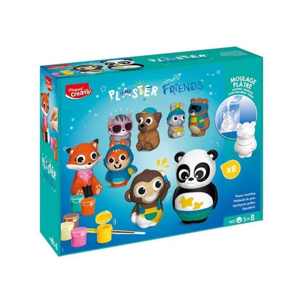 Maped Creativ - Maxi Plaster Friends Form- och målarlåda - 8 djurfigurer - För barn från 5 år