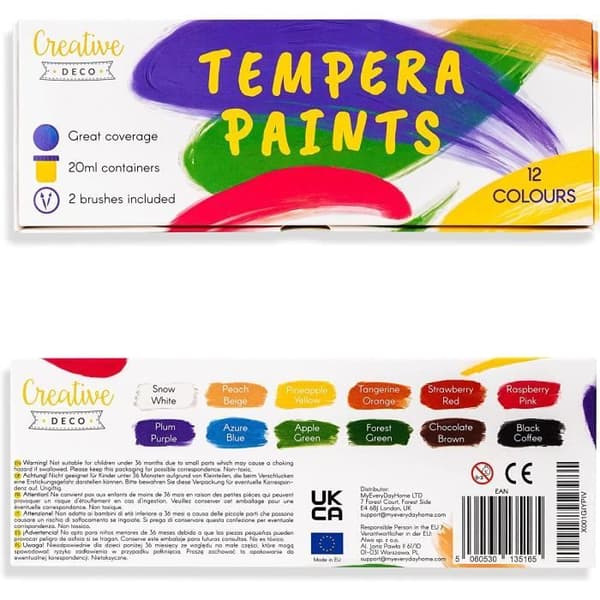 Tvättbar barntemperafärg - Creative Deco - 12x20ml