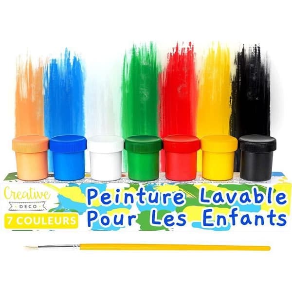 Tvättbar fingerfärg för barn - 7x20ml - Creative Leisure - Basic Vibrerande intensiva pigmenterade färger - Snabbtorkande matt effekt