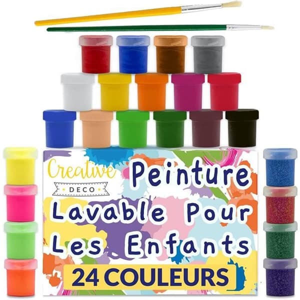 Tvättbar barnfingerfärg Creative Deco | 24x20ml | Flerfärgad | Giftfri