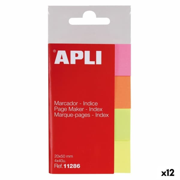 Bokmärke Apli Multicolour 160 Blad 50 x 20 mm (12 antal)