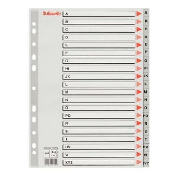 Erottimet Esselte A-Z Aakkonen Harmaa A4 (10 osaa)