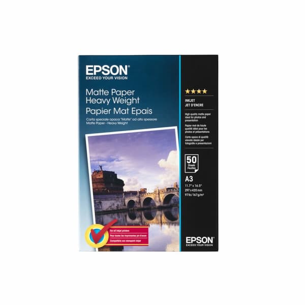Matt fotografiskt papper Epson S041261 A3 50 Blad