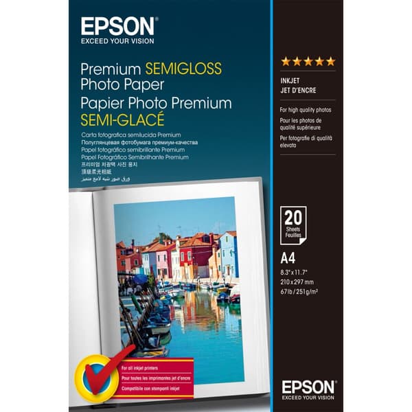 Kiiltävä valokuvapaperi Epson C13S041332 A4 20 Levyt 251 g/m² (1 osaa)