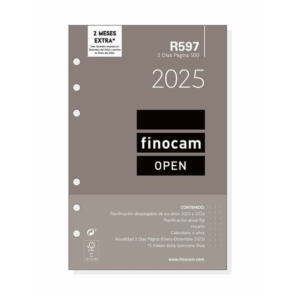 Påfyllning av agenda Finocam OPEN R597 2025 11,7 x 18,1 cm