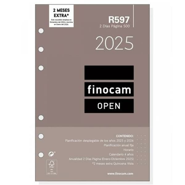 Påfyllning av agenda Finocam OPEN R597 2025 11,7 x 18,1 cm