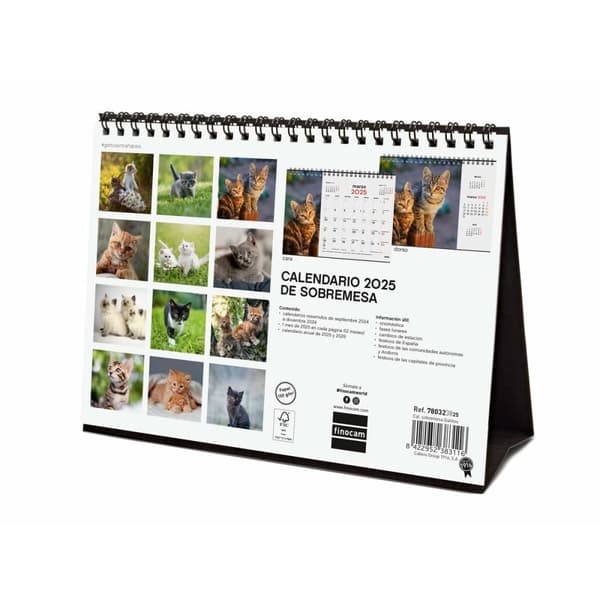 Skrivbordskalender Finocam GATITOS ENTRAÑABLES Multicolour Papper 21 x 15 cm 2025