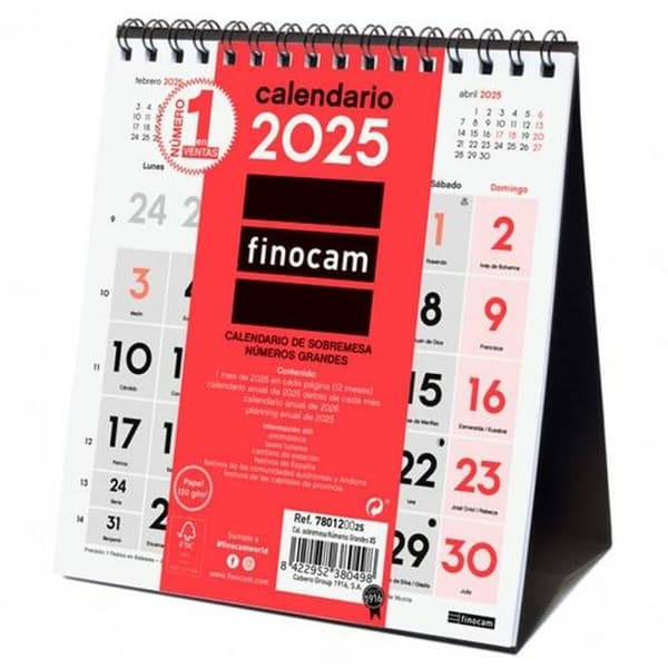 Skrivbordskalender Finocam Papper 14 x 15 cm 2025