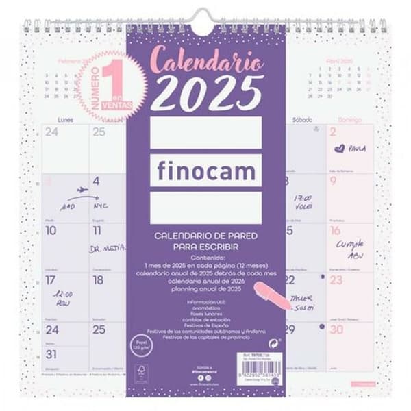 Väggkalender Finocam CHIC Purpur Papper 2025 30 x 30 cm