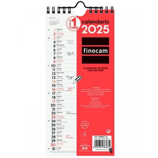 Vægkalender Finocam Papir 2025 11 x 23,5 cm