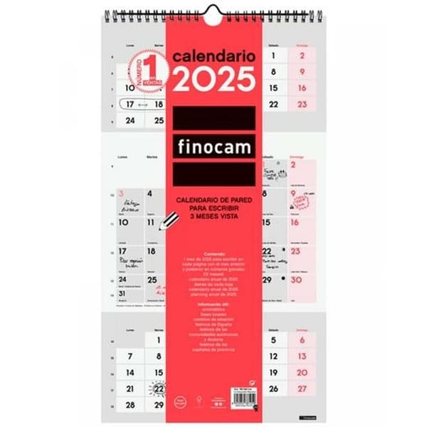 Vægkalender Finocam Papir 2025 23,6 x 43 cm