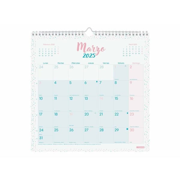 Vægkalender Finocam CHIC Turkisblå Papir 2025 30 x 30 cm