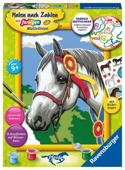 Ravensburger Paint Set - 20063 - Malen nach Zahlen - Tier - Proud Tournament Horse - Barn från 9 år,