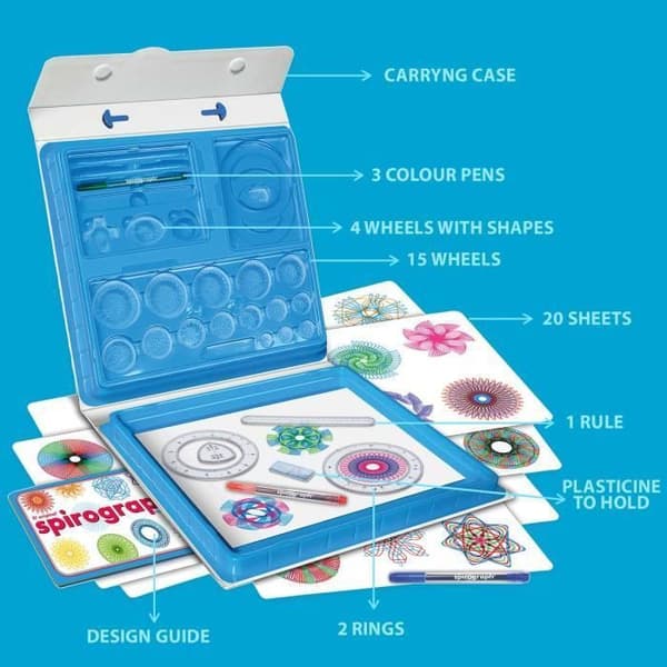 Spirograph Deluxe Ritsats - 45 delar - WORLD BRANDS - Ålder 8 och uppåt - Flerfärgad