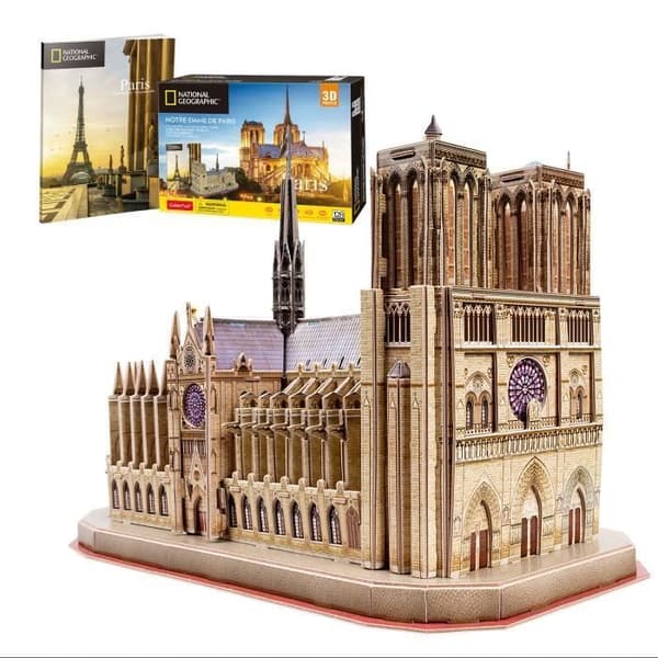 Notre Dame 3D-pussel - World Brands - National Geographic Model - 128 bitar - Barn 8 år eller äldre