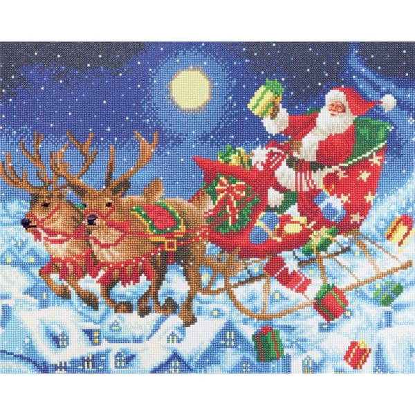 Kit för diamantbroderi 40x50cm Tomtens släde
