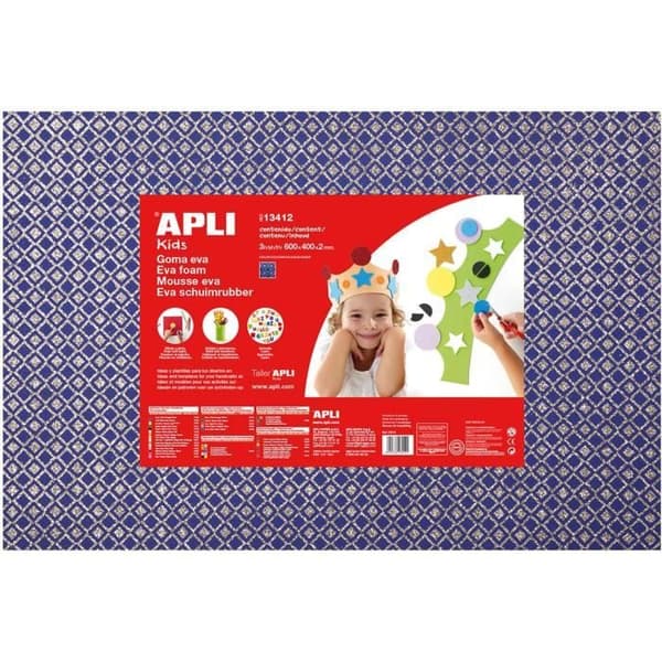 APLI Pouch 1 ark skumgummi - Blå med silver diamanttryck