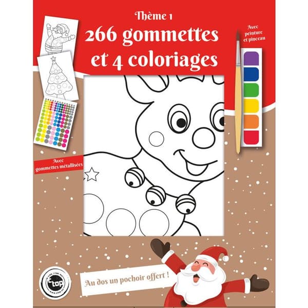 Färgläggning med pensel och klistermärken Julmotiv 1