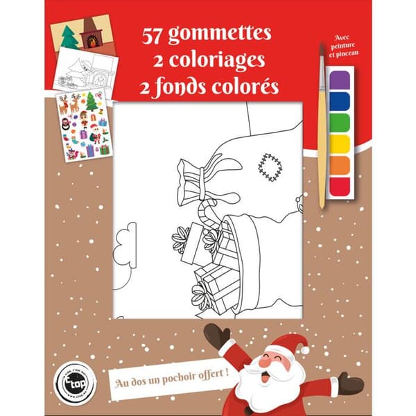 Målning med pensel och klistermärken traditionell jul