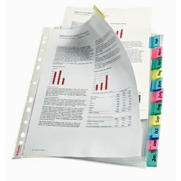 Covers Esselte Index Pockets 12 Ark polypropylen Gennemsigtig A4 (10 enheder)