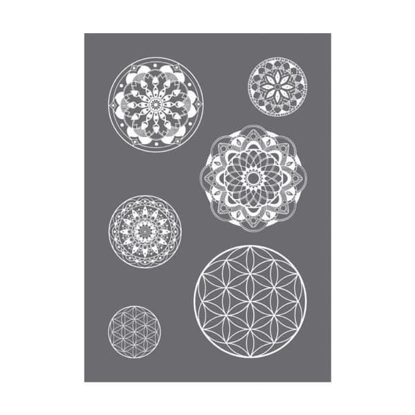 Mandala A4 screentryckstencil, 1 stencil+1 spatel, tab-bag