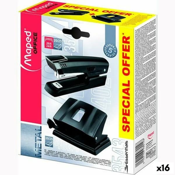 Set Maped 3543 Essentials Stenborr Häftapparat Svart (16 antal)