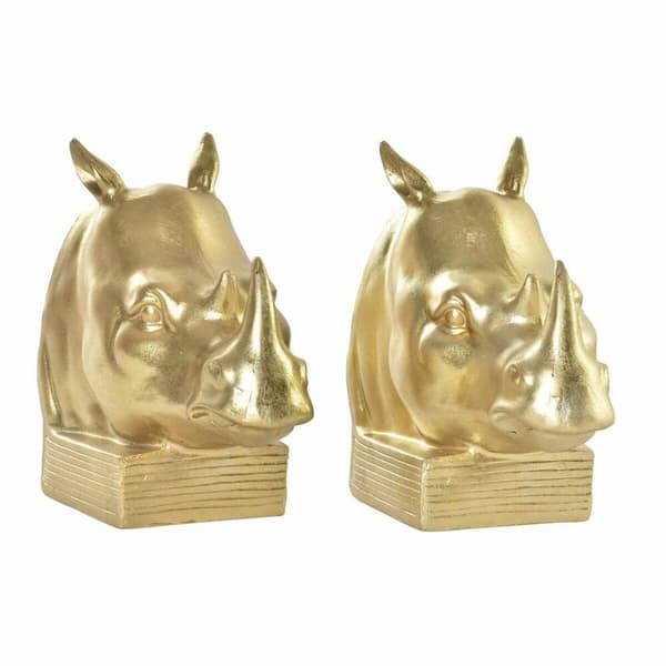 Könyvtámasz DKD Home Decor Noshörning Gyllene Harts Kolonial 15 x 7,5 x 14,5 cm