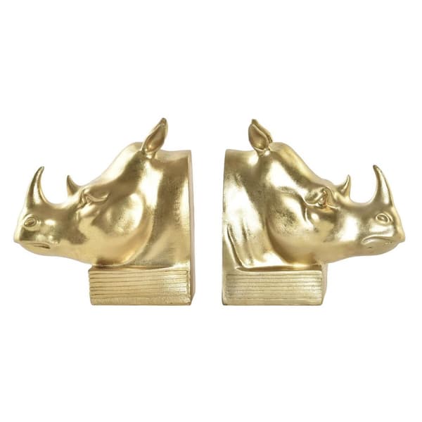 Könyvtámasz DKD Home Decor Noshörning Gyllene Harts Kolonial 15 x 7,5 x 14,5 cm