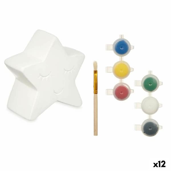 Måla din egen sparbössa Pincello 76642 Vit 12,8 x 12,6 x 8,2 cm Stjärna (12 antal)