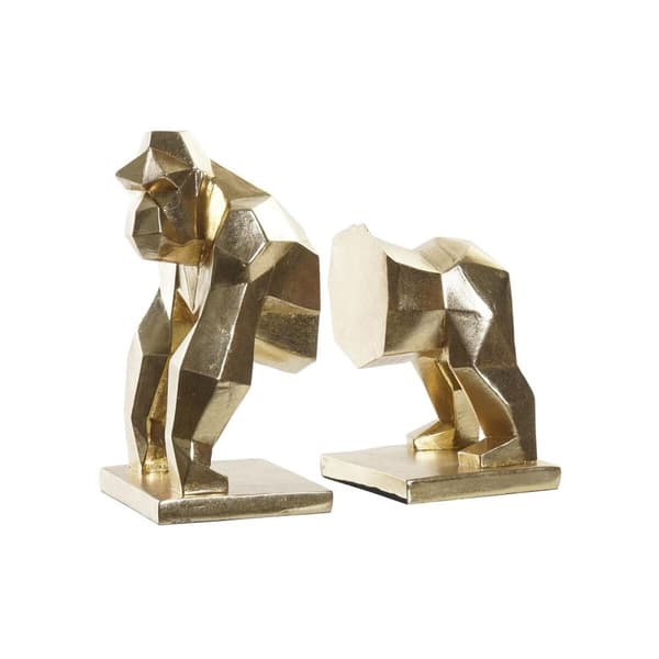 Držalo za knjige DKD Home Decor Gylden Harpiks Kolonistil Gorilla 14 x 12,5 x 24 cm