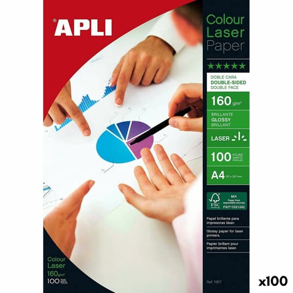 Glossy fotopapir Apli 11817 100 Ark Dobbeltsidet