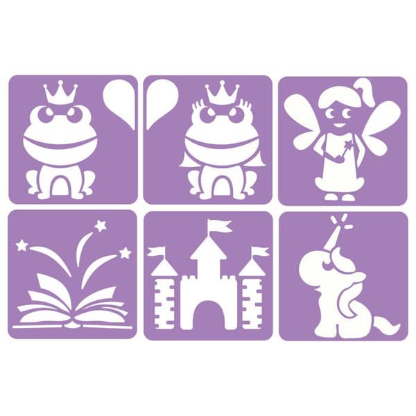 Stencil för barn - SODERTEX - Det var en gång - 14x14 cm - Set om 6 - Okrossbar plast