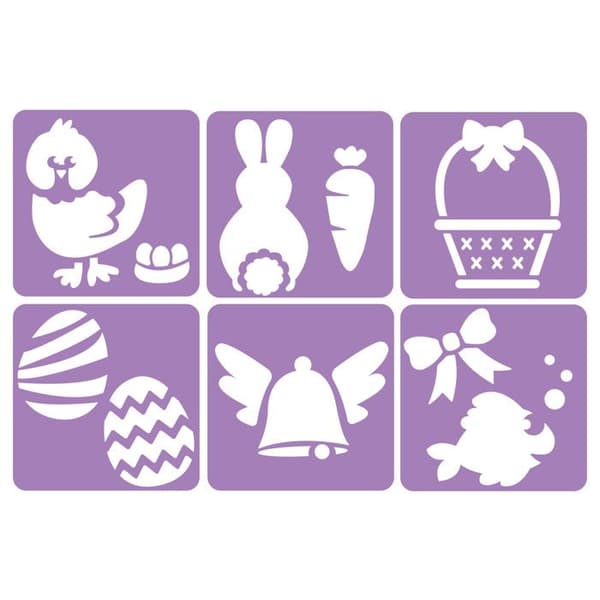 Påskstencil för barn 14x14 cm 6 st - Sodertex - Plast - Blandat - Från 3 år
