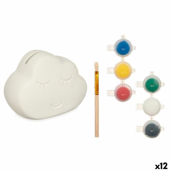 Itse maalattava säästölipas Pincello BS2661 Valkoinen 12,3 x 9,4 x 9 cm Pilvet (12 osaa)