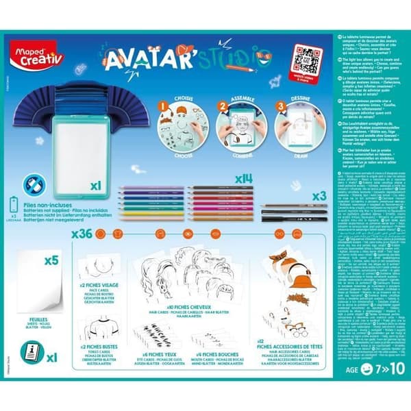 Maped Creativ - Avatar'Studio - Upplyst ritmaskin med modellblad och ritmaterial - Från 7 år